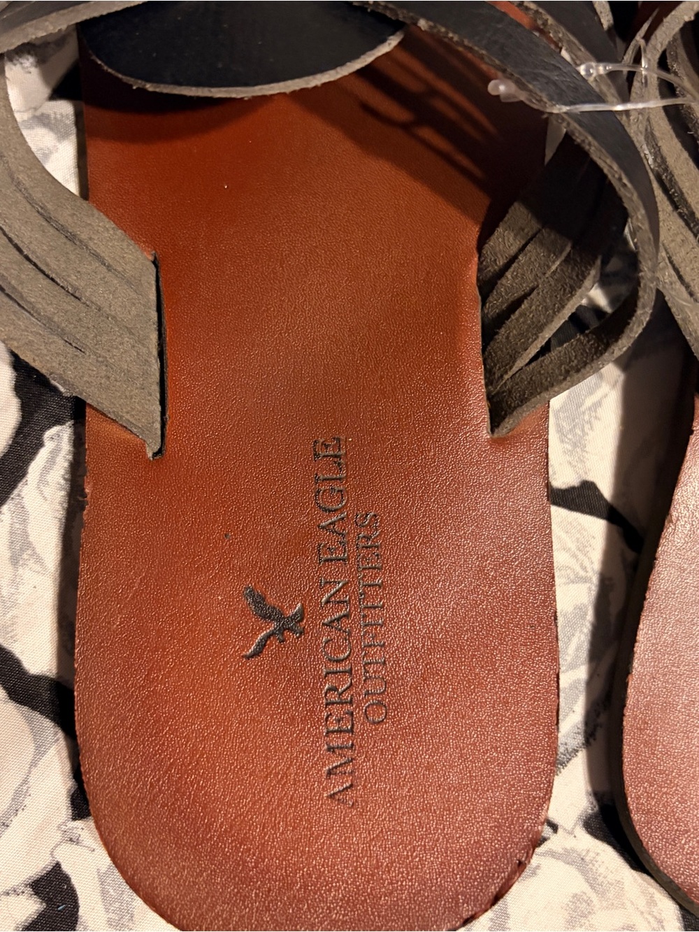 American Eagle Black & Brown Boho Braided Flat Sandals Size 9